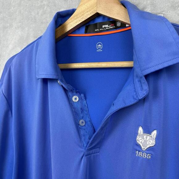 RLX Ralph Lauren Golf Polo Shirt Blue Wicking Tech Size M 1886 Fox Crest Sports - Picture 3 of 9
